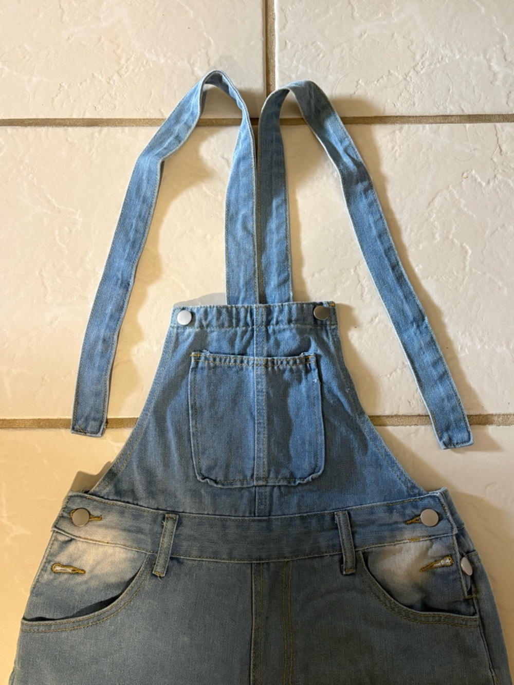 Distressed Blue Denim Overalls - Picture 6 of 13
